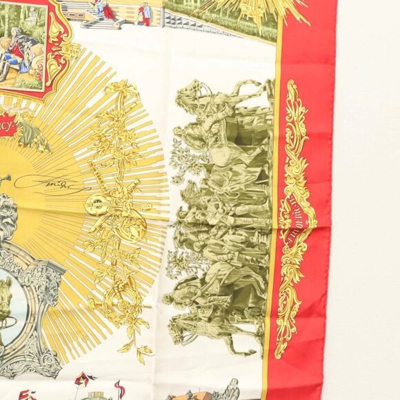 HERMES Carre 90 Scarf ""SANSSOUCY"" Silk Red Auth hk2695 - Picture 7 of 14